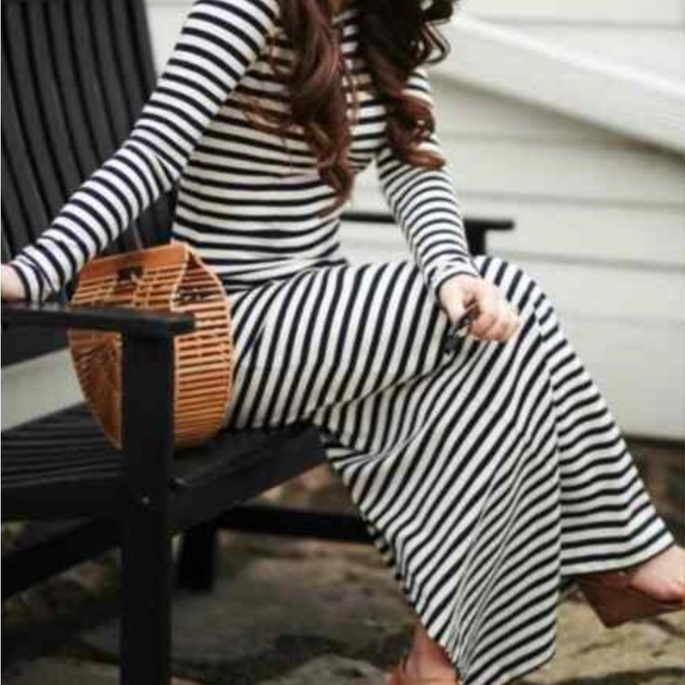 J. Crew Navy and White Striped Maxi Dress